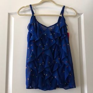 Blue flowy tank